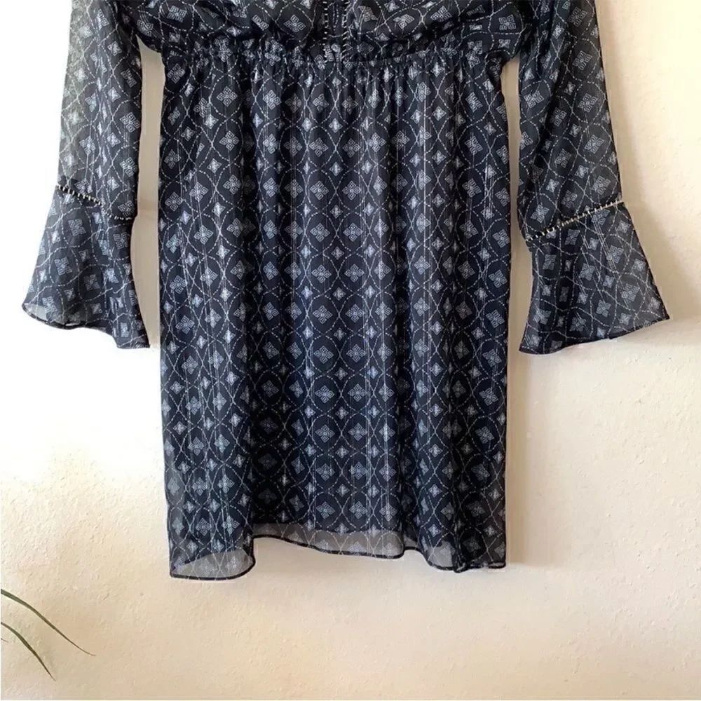 AQUA Button Down Pattern Long Sleeve Dress - Picture 8 of 12